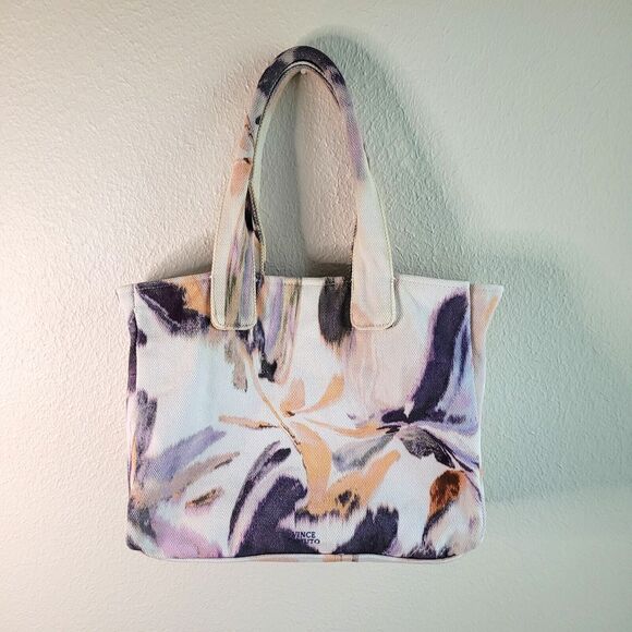 Vince Camuto Purse Canvas Amia Blooming Brushstroke Watercolor Canvas Tote READ - Picture 1 of 16
